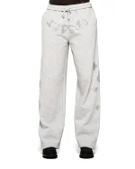 Sp5der Rhinestone Beluga V2 Wide Leg Heather Grey Sweatpant 2