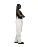 Sp5der Rhinestone Beluga V2 Wide Leg Heather Grey Sweatpant 5