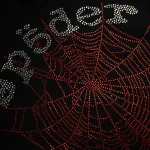 sp5der rhinestone og web v2 hoodie black close logo