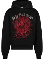 sp5der rhinestone og web v2 hoodie black