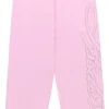 Sp5der Rhinestone Script Wide Leg Light Pink Sweatpant