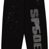 Sp5der Rhinestone Silk Black Sweatpant