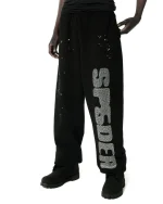 Sp5der Rhinestone Silk Black Sweatpant 2