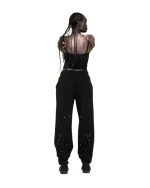 Sp5der Rhinestone Silk Black Sweatpant 3