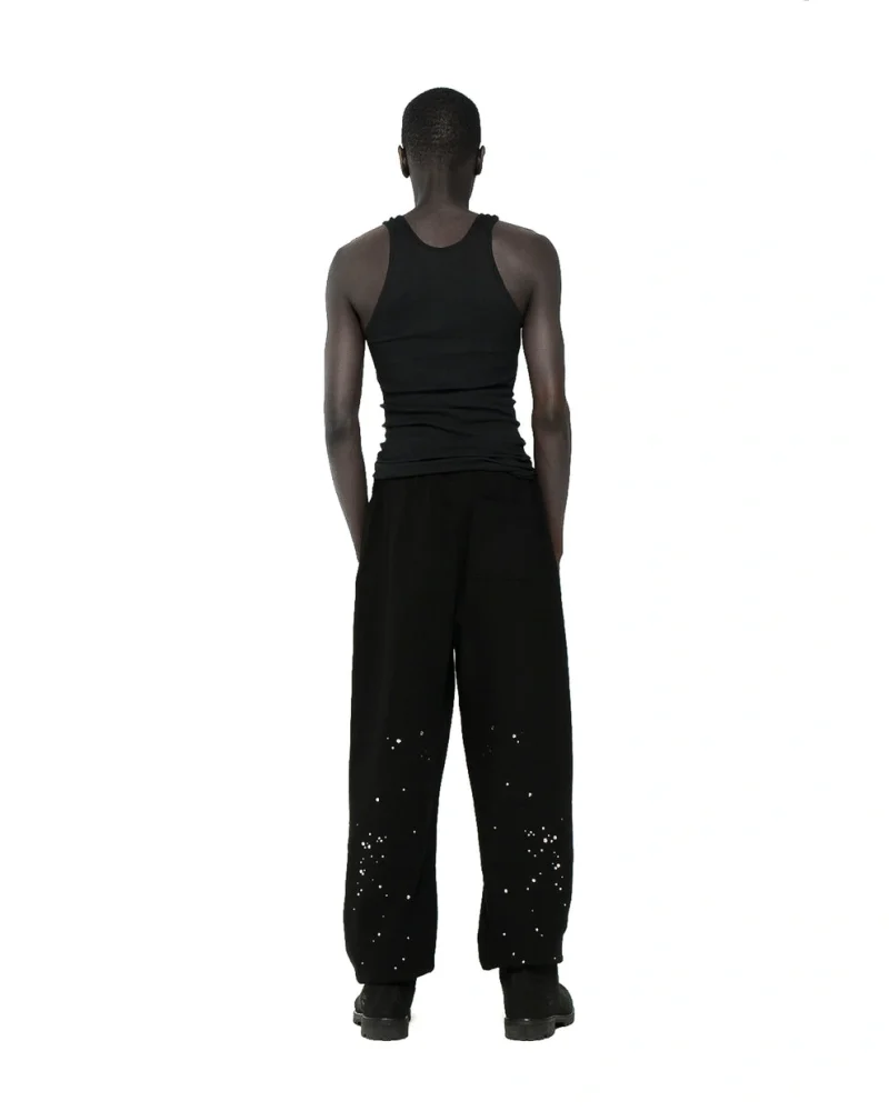 Sp5der Rhinestone Silk Black Sweatpant 4