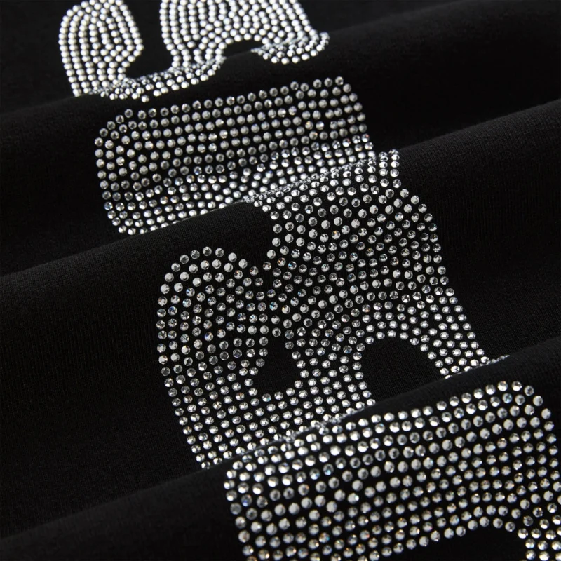 Sp5der Rhinestone Silk Black Sweatpant 8