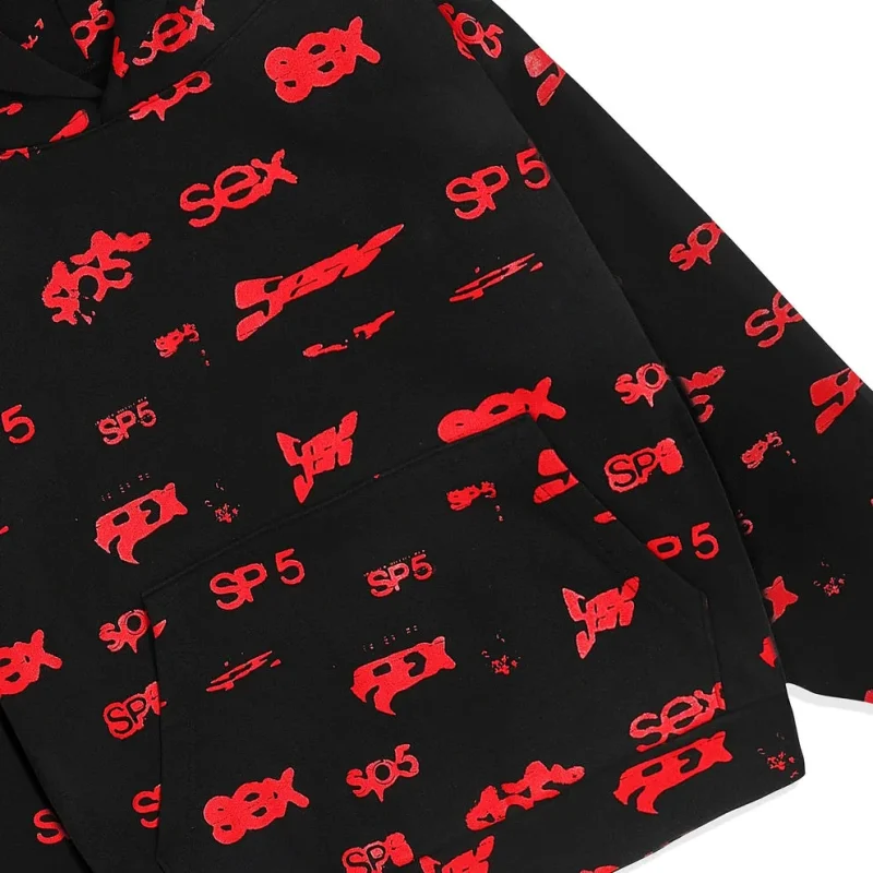 Sp5der Sex Aop Black Hoodie 7