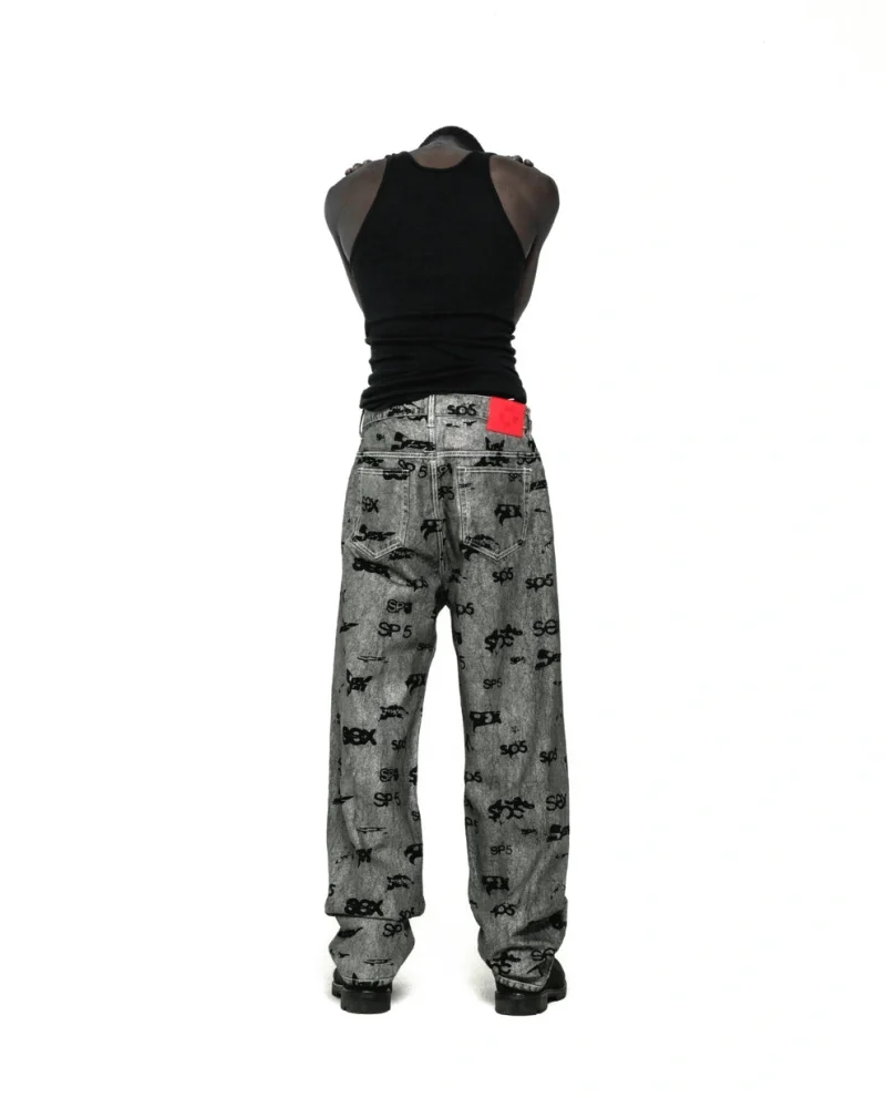 Sp5der Silver Sex Aop Denim Pant 1