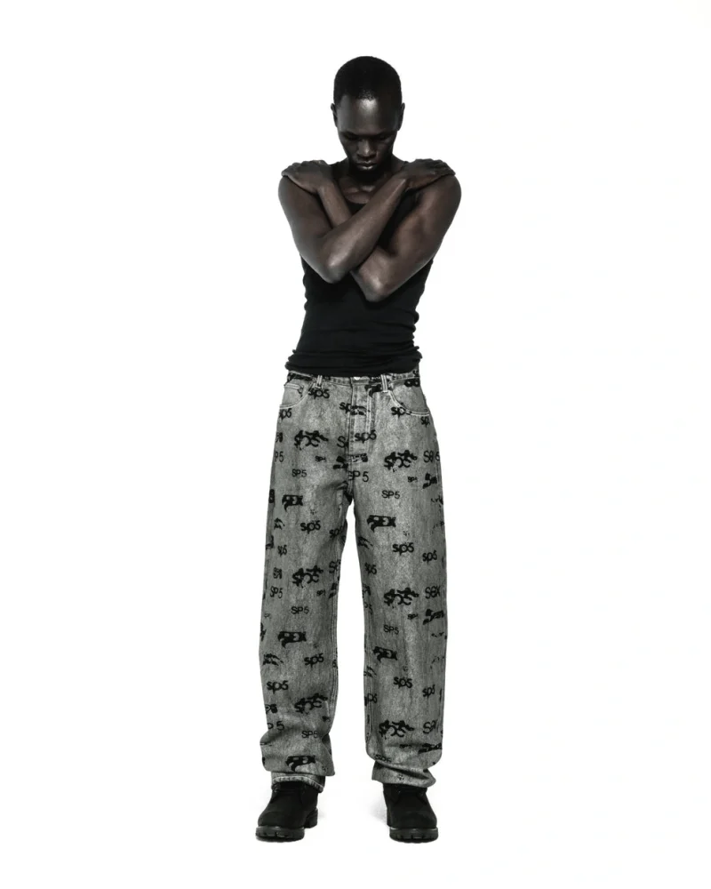 Sp5der Silver Sex Aop Denim Pant 3