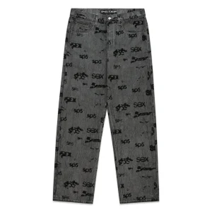 Sp5der Silver Sex Aop Denim Pant