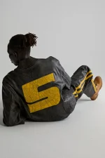 Sp5der Snake Leather Varsity Bomber Jacket 1
