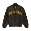 Sp5der Snake Leather Varsity Bomber Jacket