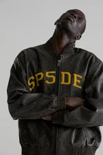 Sp5der Snake Leather Varsity Bomber Jacket 2