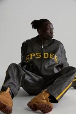 Sp5der Snake Leather Varsity Bomber Jacket 3