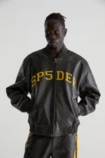 Sp5der Snake Leather Varsity Bomber Jacket 5