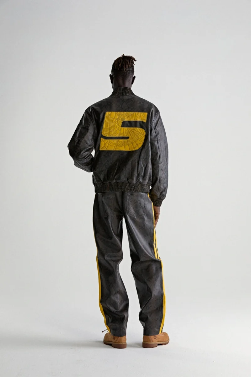 Sp5der Snake Leather Varsity Bomber Jacket 7