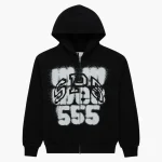 Sp5der Sp555 Zip Black Hoodie