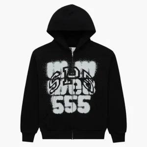 Sp5der Sp555 Zip Black Hoodie