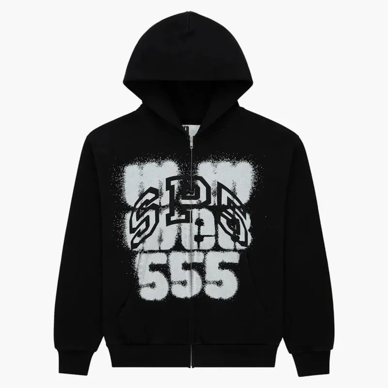 Sp5der Sp555 Zip Black Hoodie Sp5der Sp555 Zip Black Hoodie
