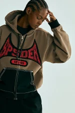 Sp5der T F Zip Brown Hoodie 3