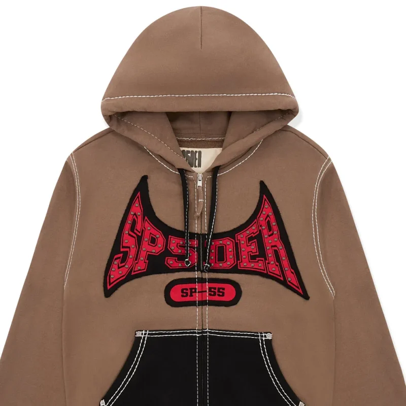 Sp5der T F Zip Brown Hoodie 7