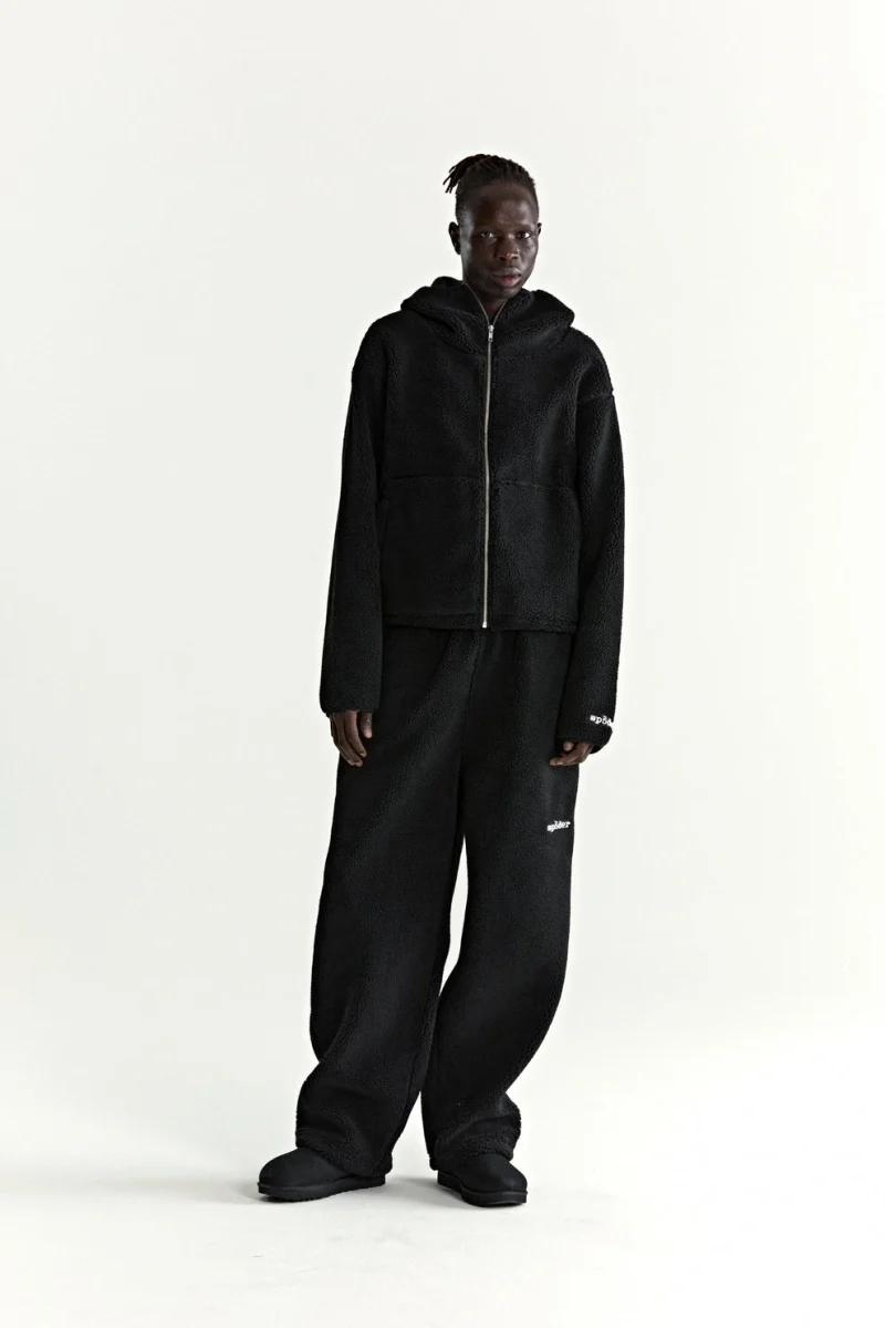 Sp5der Teddy Fleece Zip Up Black Jacket 13