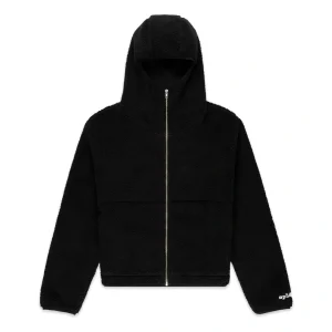 Sp5der Teddy Fleece Zip Up Black Jacket