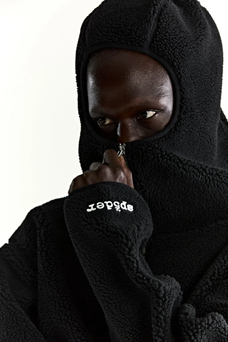 Sp5der Teddy Fleece Zip Up Black Jacket 6