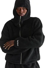 Sp5der Teddy Fleece Zip Up Black Jacket 7