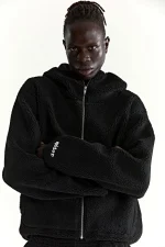Sp5der Teddy Fleece Zip Up Black Jacket 9