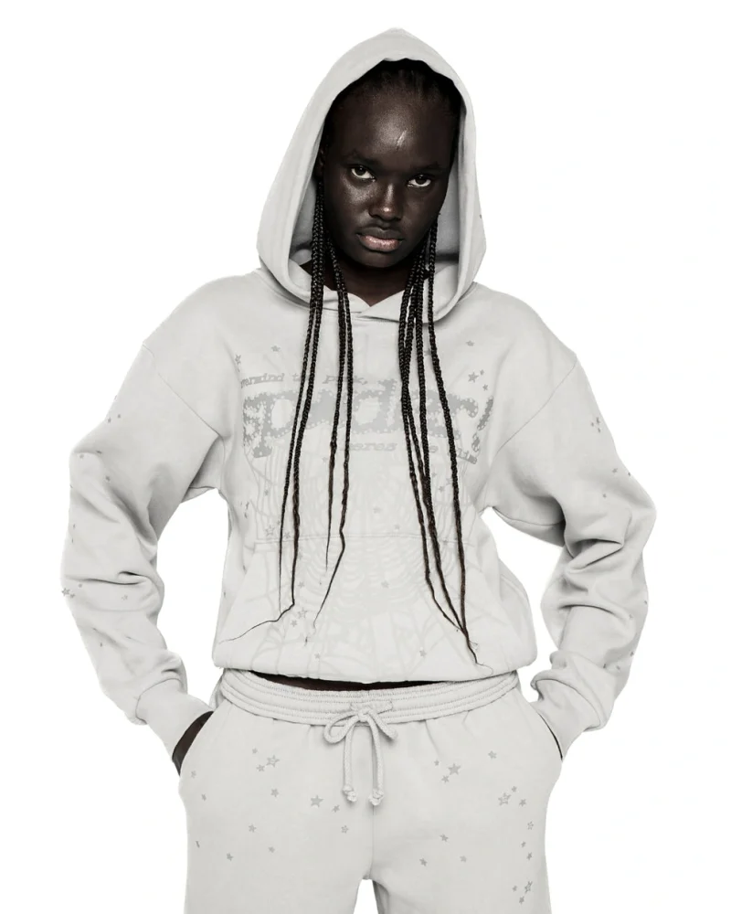 Sp5der Tonal Punk V2 Sport Grey Hoodie 1