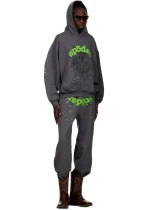 sp5der wait web hoodie slate grey fullbody