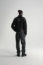 Sp5der Web Denim Cropped Trucker Black Jacket 10