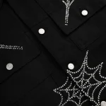 Sp5der Web Denim Cropped Trucker Black Jacket 12