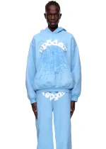 sp5der web hoodie sky blue full