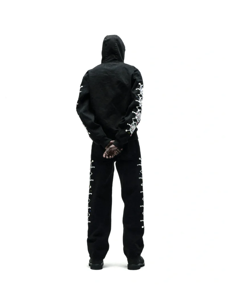 Sp5der Webstone Denim Black Jacket 5
