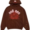 Sp5der Worldwide Angel Number Hoodie Brown