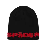 Spider Black Fuzzy Logo Mohair Beanie