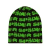 Spider Black Green Fuzzy Logo Skully Beanie