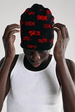 Spider Black Red Sex Skully Beanie 3