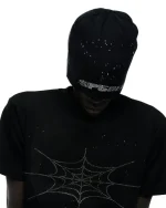 Spider Black Rhinestone Silk Skully 1