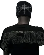 Spider Black Rhinestone Silk Skully 2