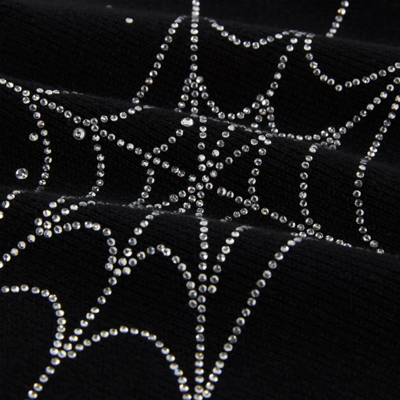 Spider Black Rhinestone Silk Skully 4