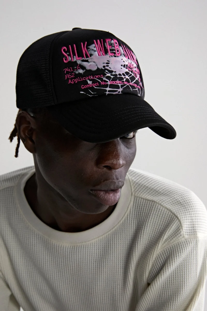 Spider Black Silk Web Bank Trucker Hat 1