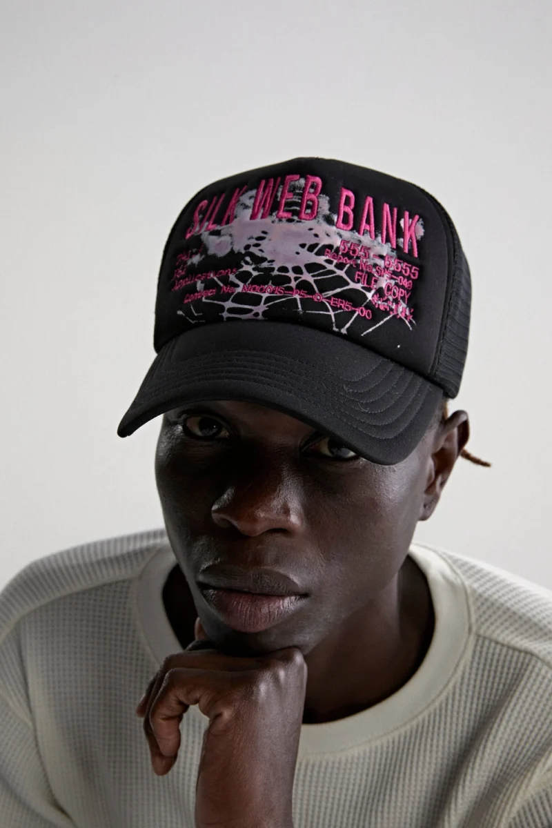 Spider Black Silk Web Bank Trucker Hat 3