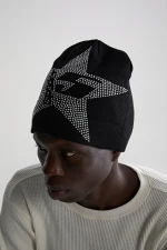 Spider Black Star Rhinestone Skully Beanie 1
