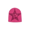 Spider Pink Star Rhinestone Skully Beanie