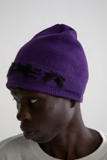 Spider Purple Fuzzy Logo Mohair Beanie 1