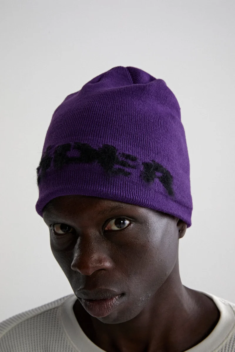 Spider Purple Fuzzy Logo Mohair Beanie 2