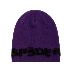 Spider Purple Fuzzy Logo Mohair Beanie